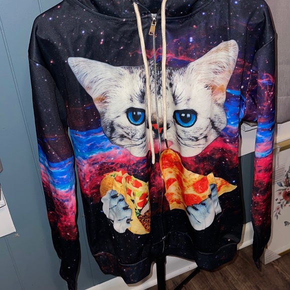 Tops Xl Galaxy Cat Zip Up Hoodie Poshmark